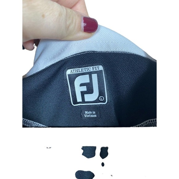 Footjoy Large Polo Shirt Black Textured Belmar Golf Club Norman Oklahoma Mens - Picture 7 of 8